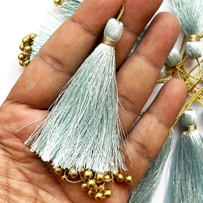 Fancy Silk Tassels with Zari Bead Thread Latkan for Perfect Embellishments for Suit, Kurti, Gown, Saree, Blouse, Dupatta, Lehenga & Jewelry, DIY Art & Craft 10CM Pack of 10