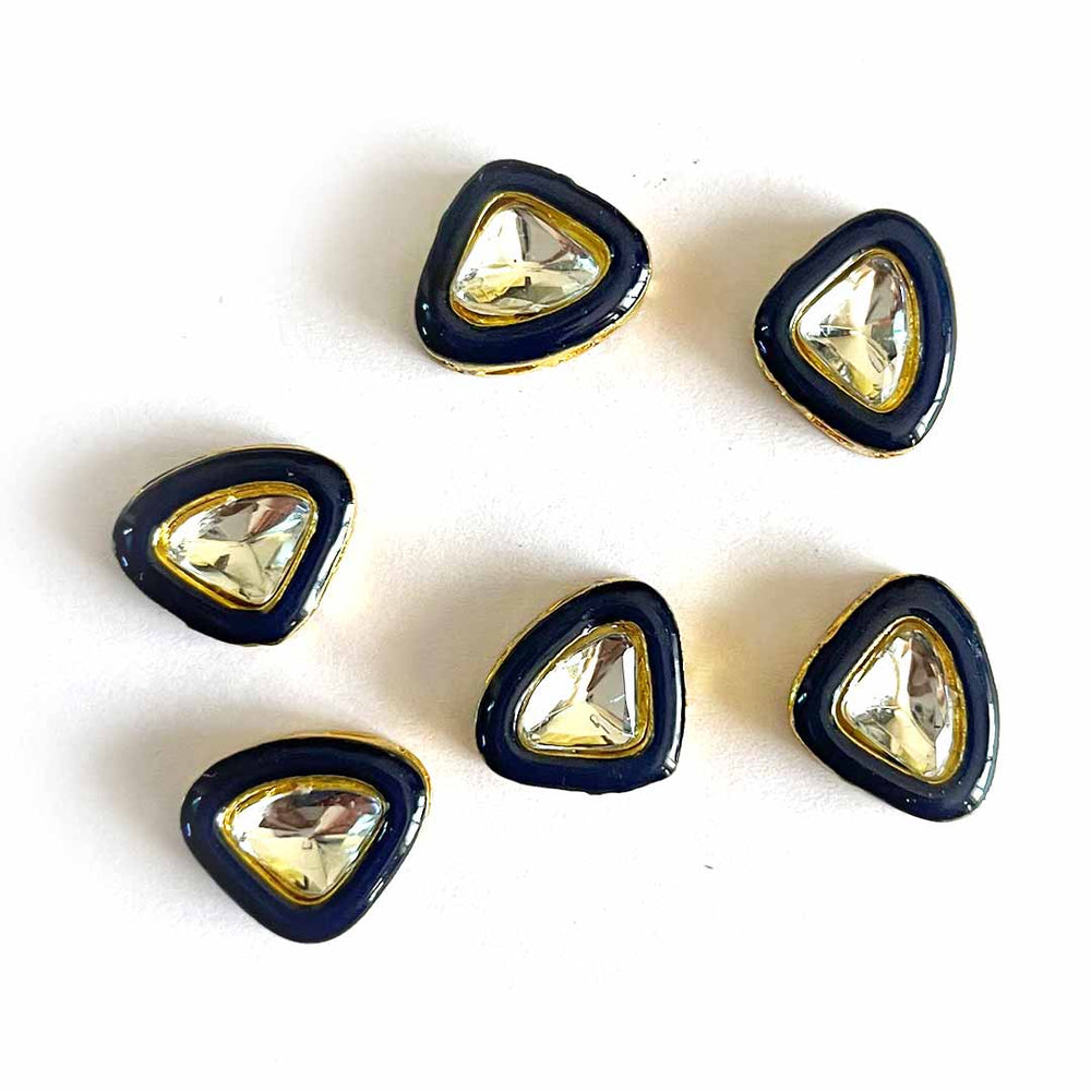 Dark Blue Color Connector | Triangle Shape Connector Pack of 10 | Meenakari Work connector | Jarkan Connecter | jarkan Shape | Fancy Button | Craft making Item | Flower Shape fancy Button | Amazing Art | Craft Decoration | Golden Kundan | Adikla Craft store | Craft Shop Near Me