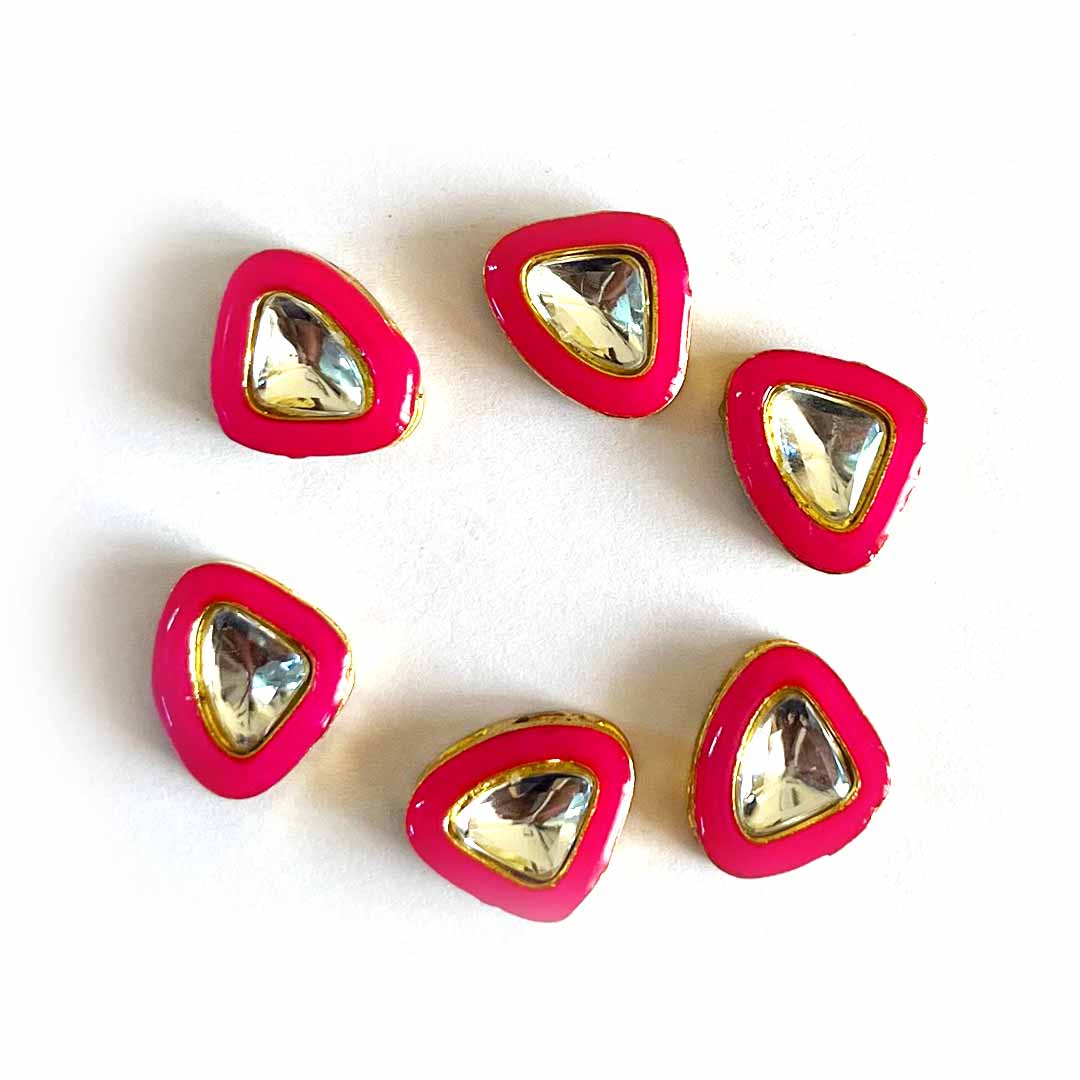 Red Color Connector | Triangle Shape Connector Pack of 10 | Meenakari Work connector | Jarkan Connecter | jarkan Shape | Fancy Button | Craft making Item | Flower Shape fancy Button | Amazing Art | Craft Decoration | Golden Kundan | Adikla Craft store | Craft Shop Near Me