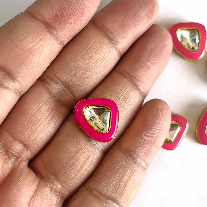 Red Color Connector | Triangle Shape Connector Pack of 10 | Meenakari Work connector | Jarkan Connecter | jarkan Shape | Fancy Button | Craft making Item | Flower Shape fancy Button | Amazing Art | Craft Decoration | Golden Kundan | Adikla Craft store | Craft Shop Near Me