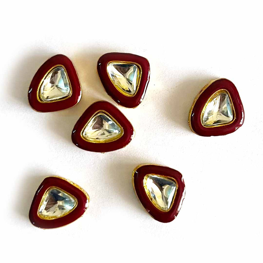 Maroon Color Connector | Triangle Shape Connector Pack of 10 | Meenakari Work connector | Jarkan Connecter | jarkan Shape | Fancy Button | Craft making Item | Flower Shape fancy Button | Amazing Art | Craft Decoration | Golden Kundan | Adikla Craft store | Craft Shop Near Me