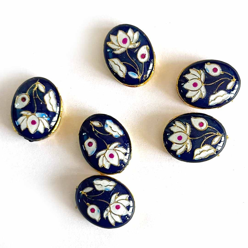 Blue Color Connector | Connector Pack of 10 | Meenakari Work connector | Jarkan Connecter | jarkan Shape | Fancy Button | Craft making Item | Flower Shape fancy Button | Amazing Art | Craft Decoration | Golden Kundan | Adikla Craft store | Craft Shop Near Me