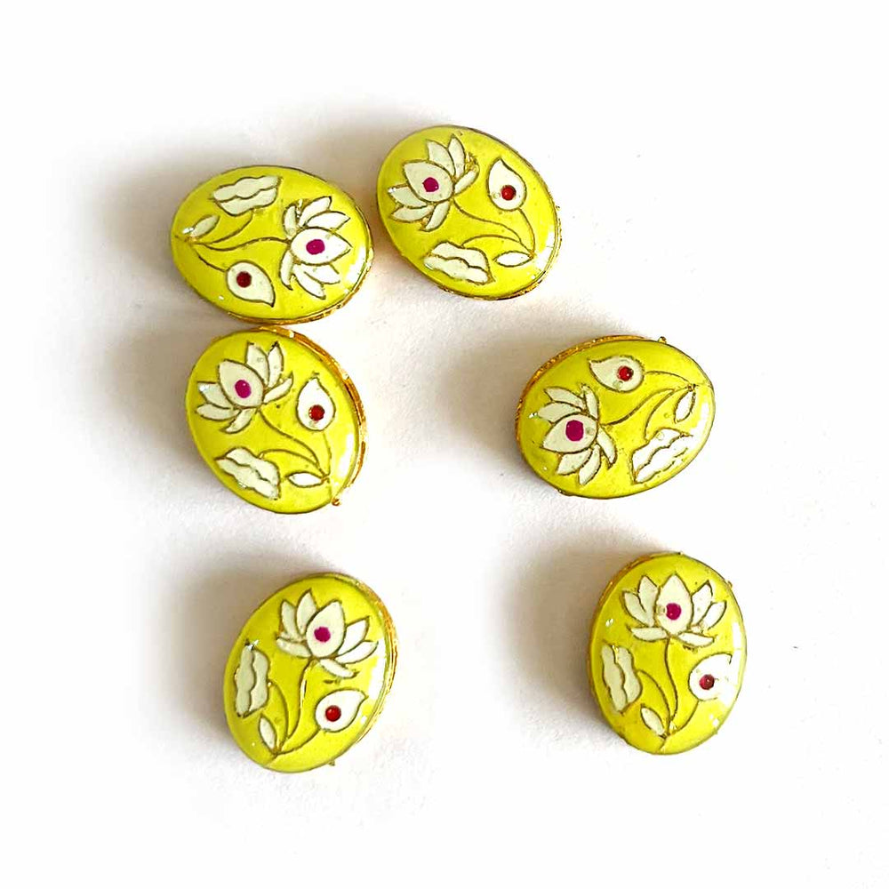 yellow Color Connector | Connector Pack of 10 | Meenakari Work connector | Jarkan Connecter | jarkan Shape | Fancy Button | Craft making Item | Flower Shape fancy Button | Amazing Art | Craft Decoration | Golden Kundan | Adikla Craft store | Craft Shop Near Me