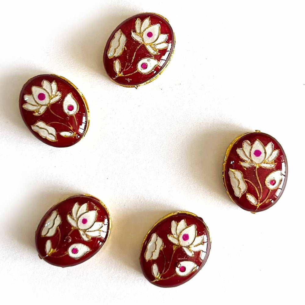 Maroon Color Connector | Connector Pack of 10 | Meenakari Work connector | Jarkan Connecter | jarkan Shape | Fancy Button | Craft making Item | Flower Shape fancy Button | Amazing Art | Craft Decoration | Golden Kundan | Adikla Craft store | Craft Shop Near Me