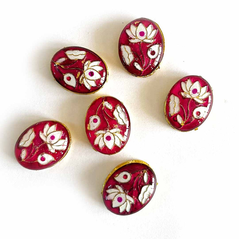 Pink Color Meenakari Kundan | Oval Connector | Connecter Pack of 10 | Golden Color Flower Shape Kundan | Jarkan Connecter | jarkan Shape | Fancy Button | Craft making Item | Flower Shape fancy Button | Amazing Art | Craft Decoration | Golden Kundan | Adikla Craft store | Craft Shop Near Me