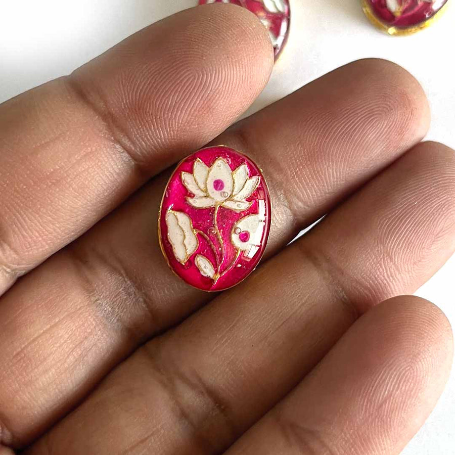 Pink Color Meenakari Kundan | Oval Connector | Connecter Pack of 10 | Golden Color Flower Shape Kundan | Jarkan Connecter | jarkan Shape | Fancy Button | Craft making Item | Flower Shape fancy Button | Amazing Art | Craft Decoration | Golden Kundan | Adikla Craft store | Craft Shop Near Me