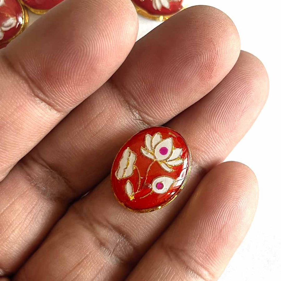 Red Color Connector | Connector Pack of 10 | Meenakari Work connector | Jarkan Connecter | jarkan Shape | Fancy Button | Craft making Item | Flower Shape fancy Button | Amazing Art | Craft Decoration | Golden Kundan | Adikla Craft store | Craft Shop Near Me