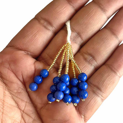 Golden Cutdana Beads Latkan with Pearl Bunch Pack of 10 (6 Latkans per Set) Tassels for Saree, Blouse, Dupatta, Toran, Home Decoration, DIY Art & Crafts