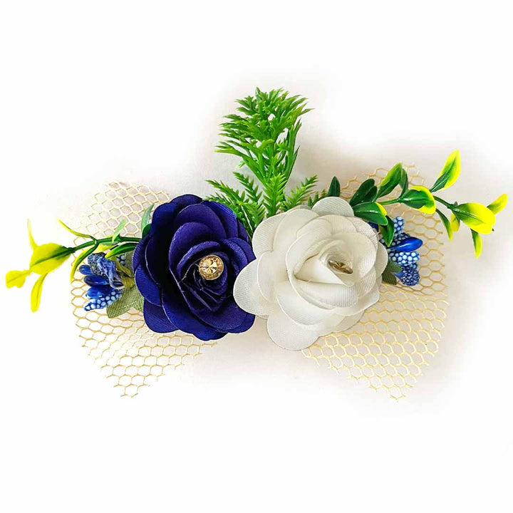 Blue Satin Flower | Satin Flower Bunch | Faux Floral Arrangements | Silk Flower Bouquets | Artificial Bloom Collections | Decorative Flower Bunches |  Synthetic Floral Decor | Fake Flower Bouquets