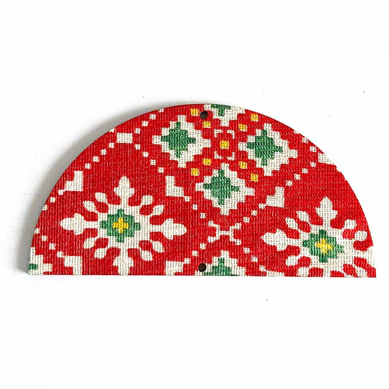 4 Inch Red Color Palota Print Fabric Semi Circle Plates