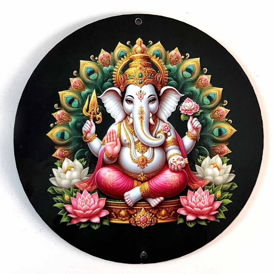 Lord Ganesha | Printed Ganesha | Round Shape ganesha | Home Decoration | Temple Decoration | mandir Decoration | Art Craft | Pichwai Art | Indian Culture | Pooja | Pooja Decor Items | Premarked Design | Laser Cutting Product | Hobby Craft | Decoration Essentials 