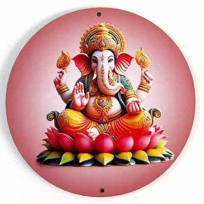 Lord Ganesha | Printed Ganesha | Round Shape ganesha | Home Decoration | Temple Decoration | mandir Decoration | Art Craft | Pichwai Art | Indian Culture | Pooja | Pooja Decor Items | Premarked Design | Laser Cutting Product | Hobby Craft | Decoration Essentials