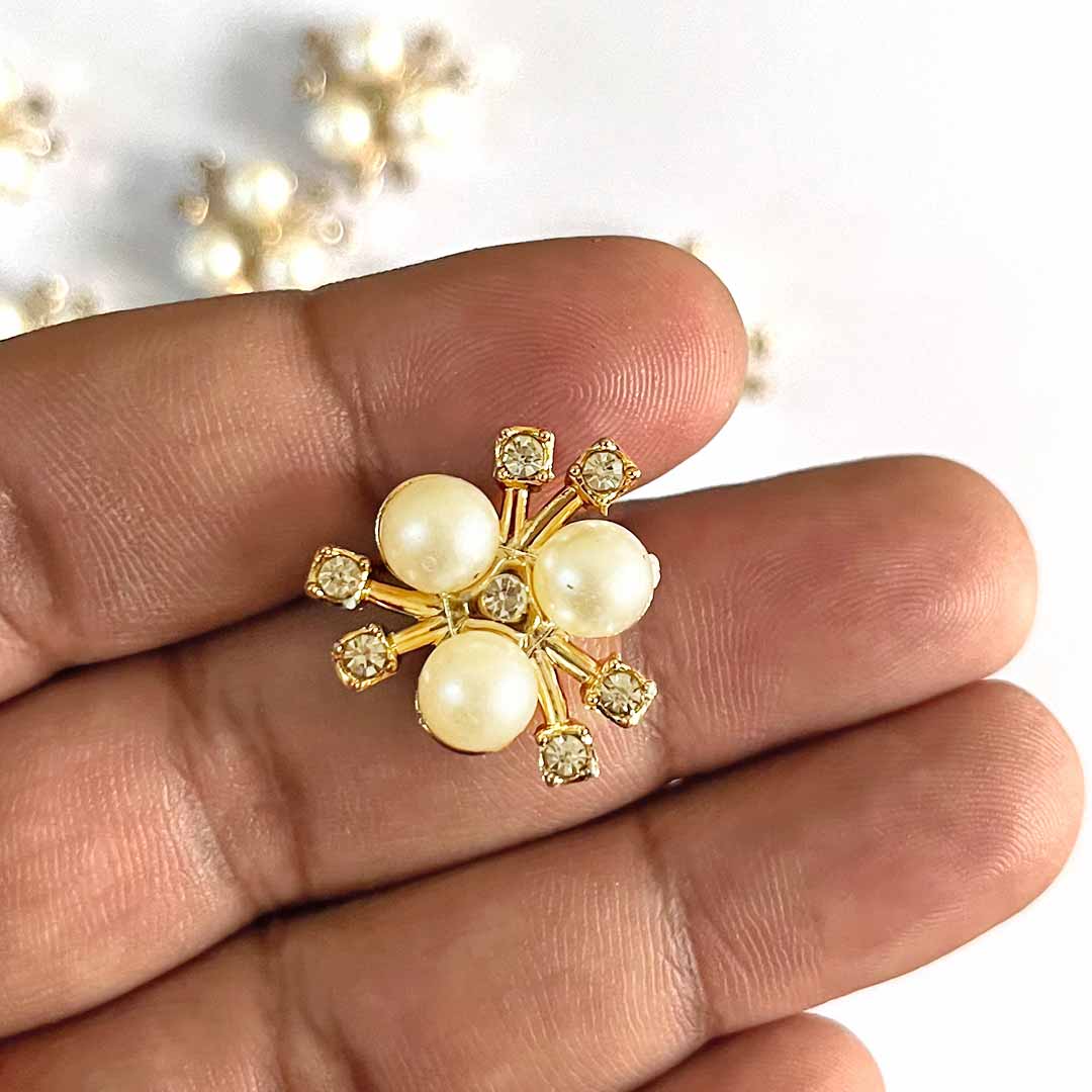 Flower with rhinestones | Pearls embellishment | Jewelry & Brooch Making | Jewellery | Beads Jewellery | Art | Craft | Decoration Items For Women | Women | Gold Jewellry | Beads Jewellry | Pearl Beads | Rhine Stone | Lehnga | Gown | Dupatta | Saree | Decorative Essentials | Adikala | Adikala Craft Store  