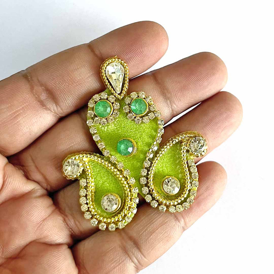 Booti | Green color Booti | Ladoo Gopal Cloths | Shri Krishna Clothes | Festivel Decoration | Indian Art | Indian Craft | Decoration Items For Craft Making | festivel | Diwali Decoration | Booti Pack of 10  | Craft Near me | Art Shop Near Me | Adikala Craft Store 