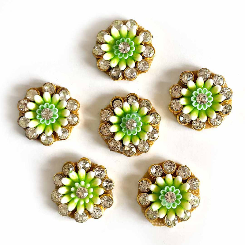 Big Size Green Flower Bunch | Rhinestones Booti | Booti Pack of 10 | Craft Item | Craft Decoration | DIY Craft | Art | Craft | Amazing Design Booti | Laddu Gopal Clothes | God Clothes | DIY Artist | Art | Hobby Craft | Craft Shop Near Me | Adikala Craft Store | Adikala