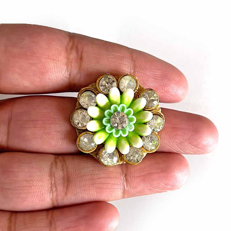 Big Size Green Flower Bunch | Rhinestones Booti | Booti Pack of 10 | Craft Item | Craft Decoration | DIY Craft | Art | Craft | Amazing Design Booti | Laddu Gopal Clothes | God Clothes | DIY Artist | Art | Hobby Craft | Craft Shop Near Me | Adikala Craft Store | Adikala 