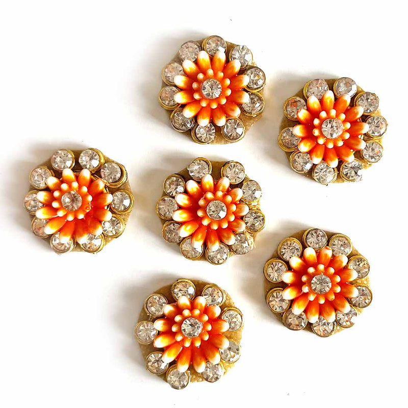 Big Size Orange Color Booti | Rhinestones Booti | Booti Pack of 10 | God Clothes | Decoration n Booti | DIY Craft | Craft | Art | Hobby craft | Craft Shop Near Me | Decoration | Artist | Pichwai Design Booti | Adikala Craft Store | Adikala