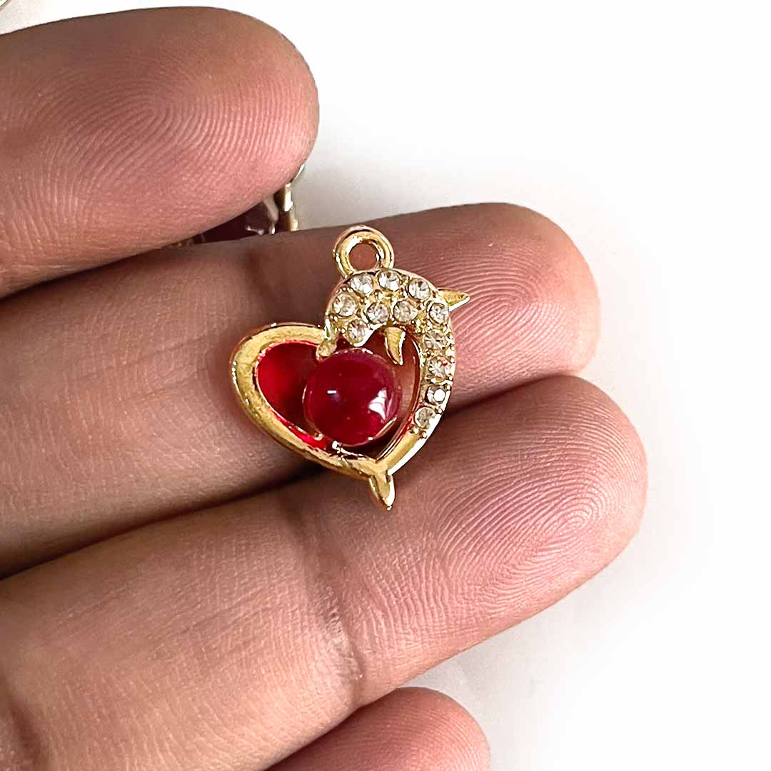 Small Rhinestone | Heart Shape Metal charm | Metal Charm | Pendant Jewellry making | Jewellry | Decoration Item | Decorative Essentials | Heart Shape Metal Charm | Golden Color Metal Charm | Art | Craft | Hobby Craft | Adiakala Craft Store | Adikala