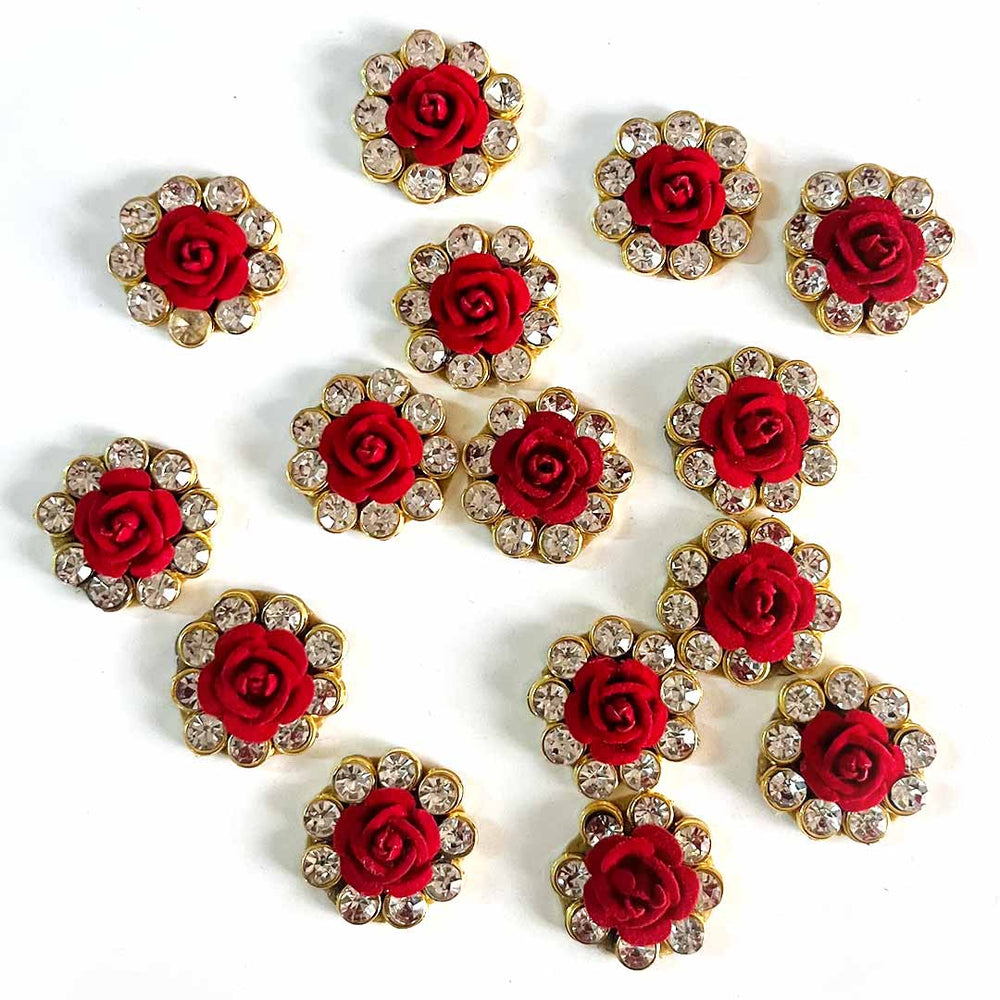 Red Color Rose Booti | Red Color Flower Shape Booti | | Flower Shape Booti | Booti Pack of 10 | God Cloths Item | Decoration | DIY | Craft | Crafting | Decorative Esentials | Pichwai Clothes Dsign | DIY Craft | Rhinestones Booti | Rhinestones | Decor | Home | temple Decoration | Art | Craft | Hobby Craft | Craft Shop Near Me | Adikala Craft Store | India | Adikala