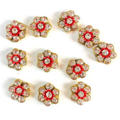 Small Size Booti | Flower Shape Booti | Booti Pack of 10 | God Cloths Item | Decoration | DIY | Craft | Crafting | Decorative Esentials | Pichwai Clothes Dsign | DIY Craft | Rhinestones Booti | Rhinestones | Decor | Home | temple Decoration | Art | Craft | Hobby Craft | Craft Shop Near Me | Adikala Craft Store | India | Adikala