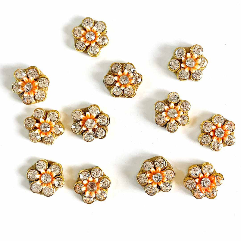 Small Size Flower Booti | Rhinestones Booti | Booti Pack of 10 | God Cloths | Decoration Items | DIY Craft | Crafting Product For Decor | Adikala craft Store | Adikala