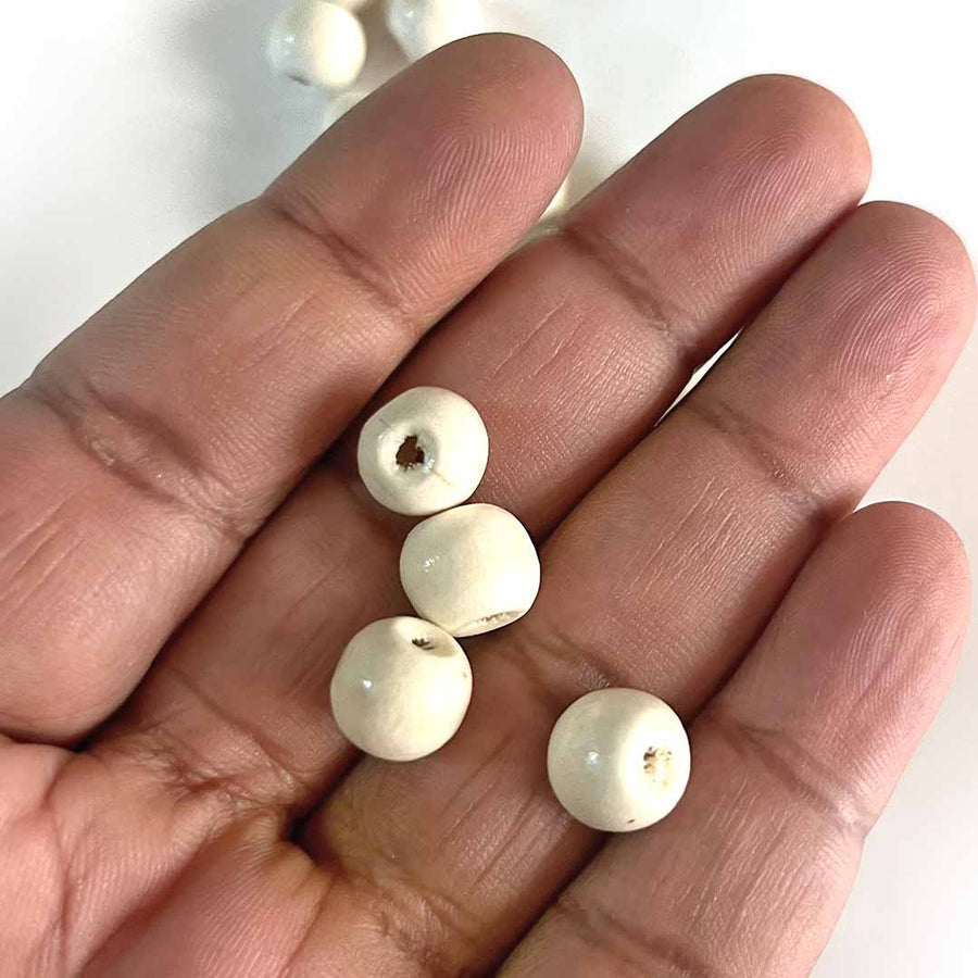 White color Beads | White Wooden Beads | Beads Size 1CM | Decorative Item | Crafting Product | Wooden Craft | Art Craft | Hobby |  Decoration Essentials | Beatiful White Color Beads | Hanging Beads | Craft Shop Near Me | Adikala | Adikala Craft Store 