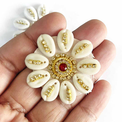 kaudi Booti | Krishna | Laddu Gopal Decoration | krishna Clothes | Lord Krishna | Pichwai Shreenath ji | Booti | White Color Booti | Crafting | Decoration | Decoration Essentials | Booti Pack of 10 | Art | Craft | Hobby Craft | craft Shop Near Me | Adikala 