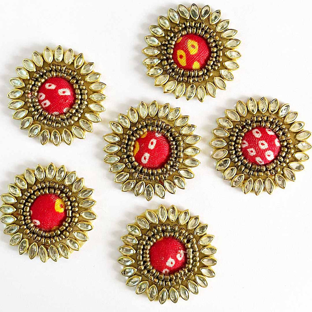 Red Color Booti | Phinestones Booti | Bandhani Booti | Craft Making Item | Craft Shop Items | Booties | Craft | Art | Decoration Craft | Pichwai Collection | Booti Pack of 10 | Clothes Design Booti | fashion | Hobby Craft | Hobby Art | Decor Items | Adikala craft Store | Adikala
