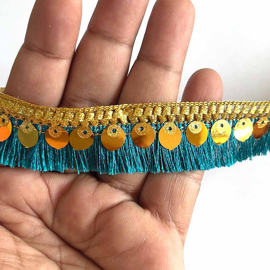 Teal Blue Color Tassels | Craft Making Tassels | Lace For Saree Design | Lace For Suit Design | Lace For Gown Design | Lace For Decoration | Fringe Lace | Fringe Lace Tassels | Craft | Art | Adikala Craft Store | Adikala