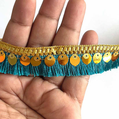 Teal Blue Color Tassels | Craft Making Tassels | Lace For Saree Design | Lace For Suit Design | Lace For Gown Design | Lace For Decoration | Fringe Lace | Fringe Lace Tassels | Craft | Art | Adikala Craft Store | Adikala