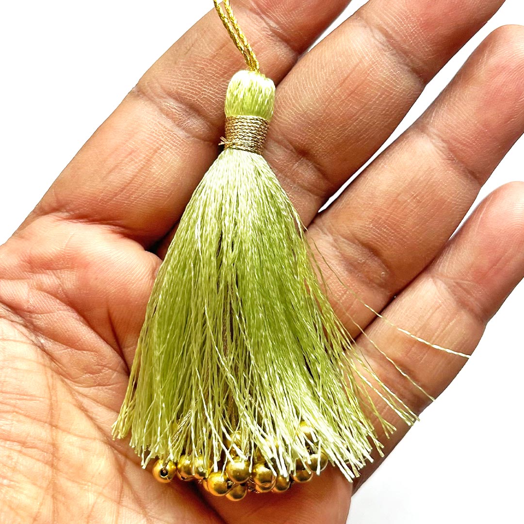 Fancy Silk Tassels with Zari Bead Thread Latkan for Perfect Embellishments for Suit, Kurti, Gown, Saree, Blouse, Dupatta, Lehenga & Jewelry, DIY Art & Craft 10CM Pack of 10