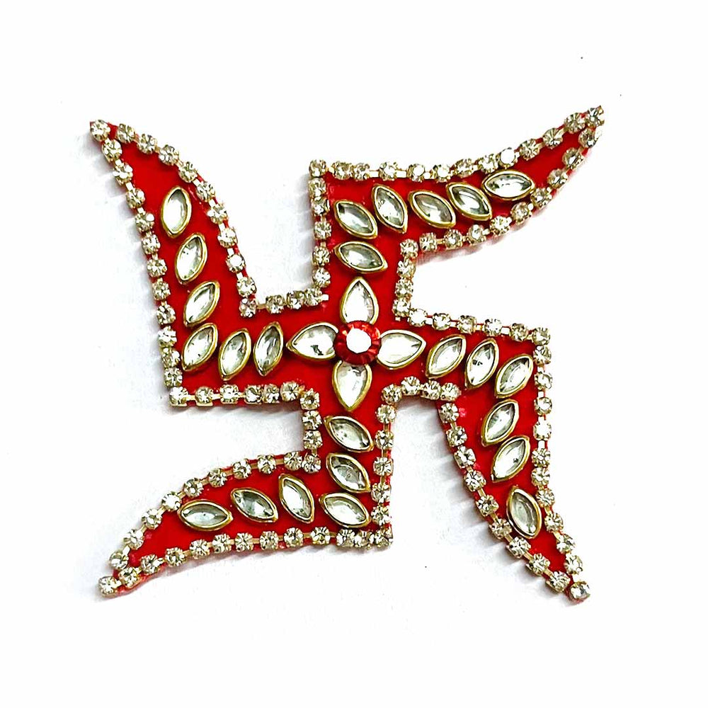 Red Color Swastik | Swastik Rhinestones | Swastik Booti | Booti Pack of 4 | Temple Decoration | Mandir Decoration | Temple | Rhinestones Booti | Decoration Art Product | Decorative Products | festival Decoration Product | Adikala Craft Store | Adikala 