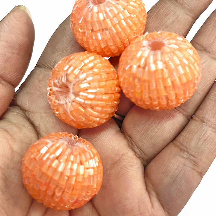 Peach Katdana Beads Pack Of 10