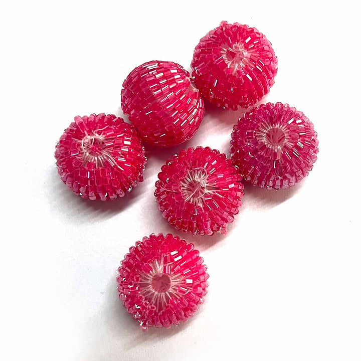 Rani Pink Color Glass Beads Pack Of 10