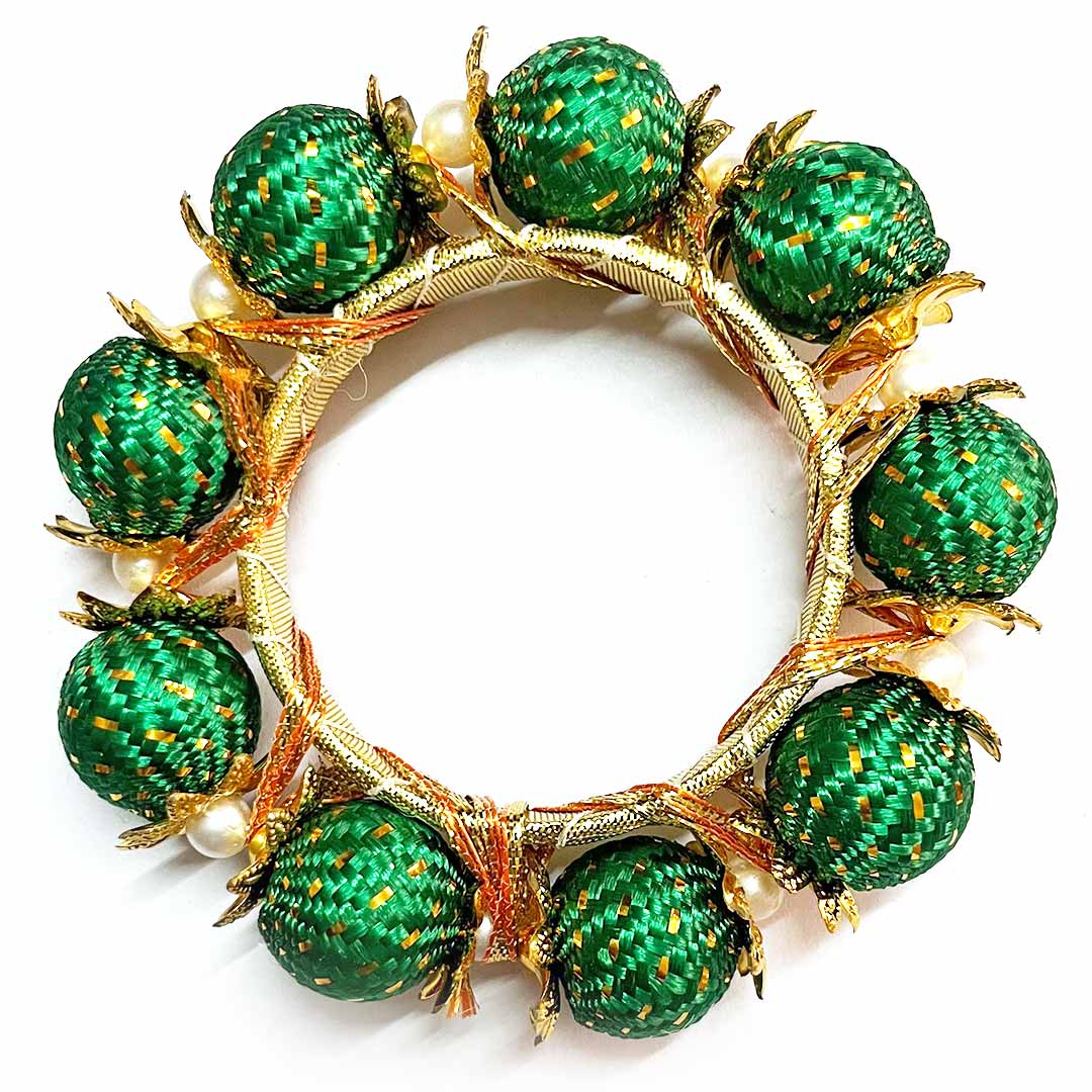 3 Inches Green Color Beads Bangle/Ring Set Of 2