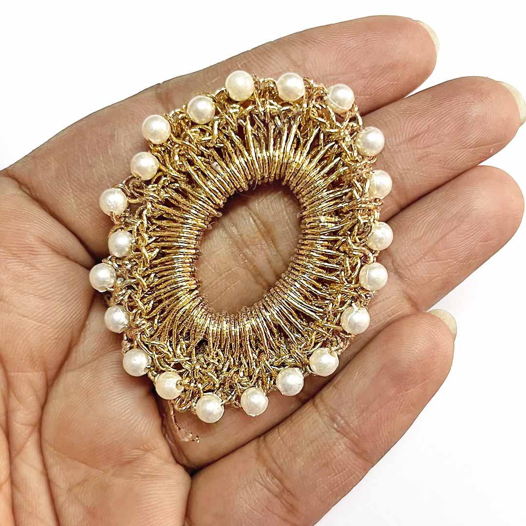 Ovel shape handmade zari and beads weaving rings