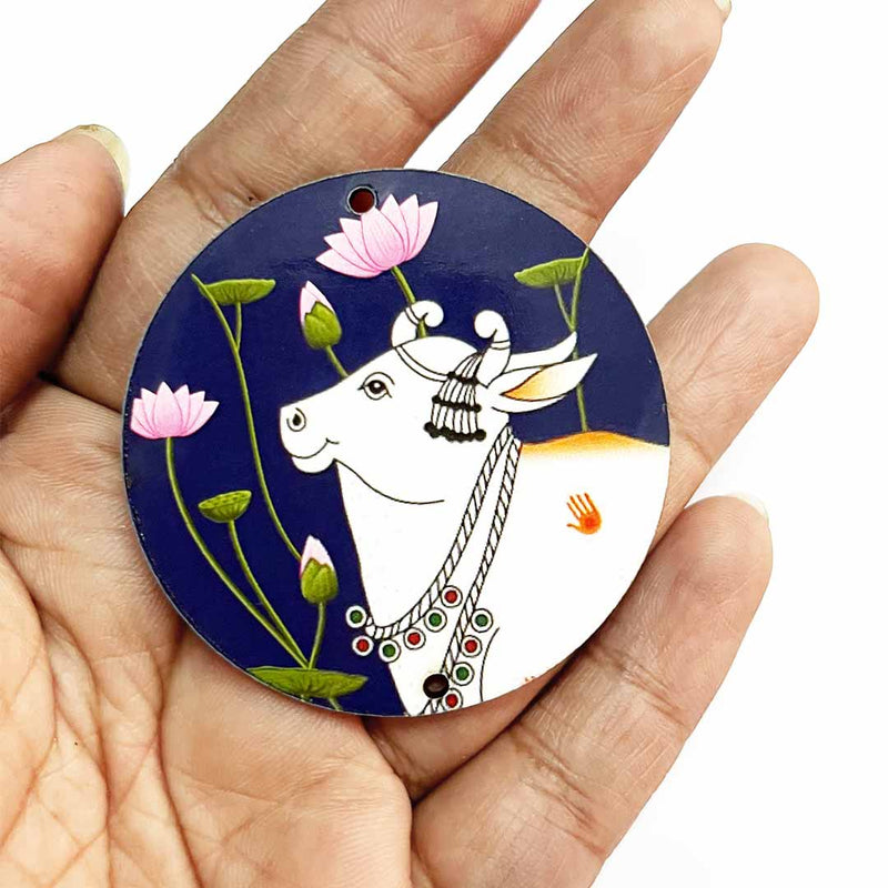 2 IN Round Pichwai Cow With Lotus pack of 12