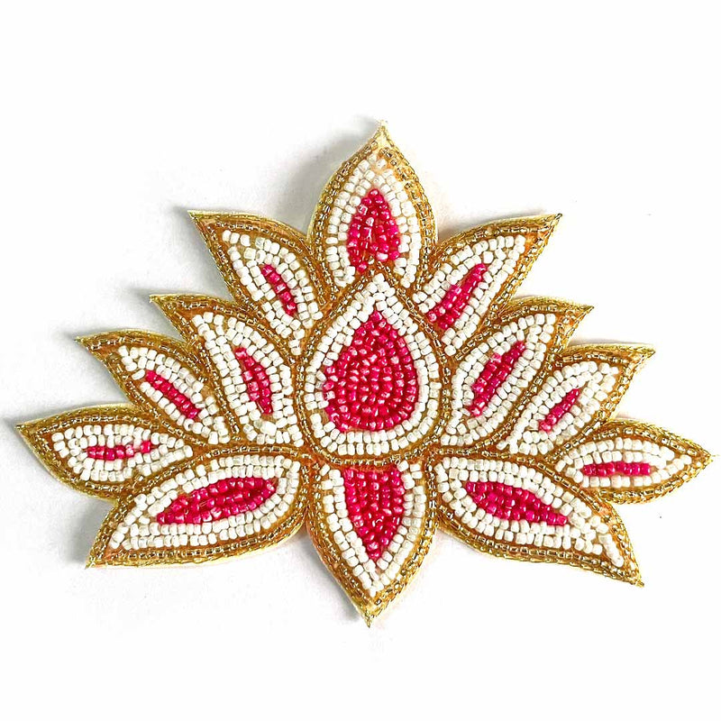 Embroidered Beads lotus design booti pack of 4 for toran tea light decoration & Festive DIY Craft