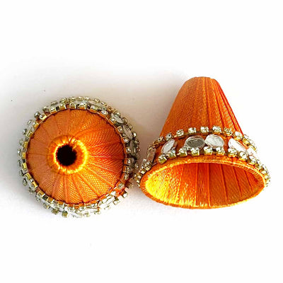 Orange color with mirror and stone chain work Cone Pack Of 10