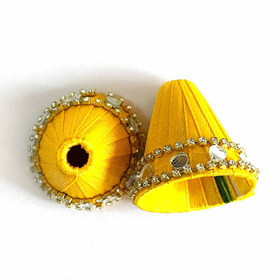 Yellow color with mirror and stone chain work Cone Pack Of 10