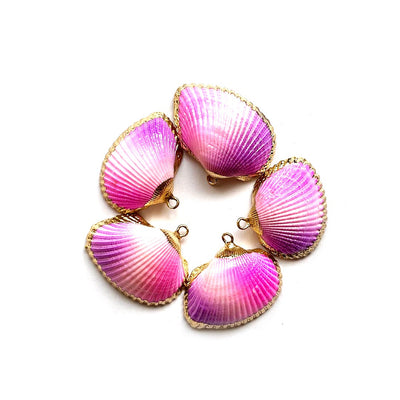 Pink, Purple & Gold Shell Pandent Pack Of 2