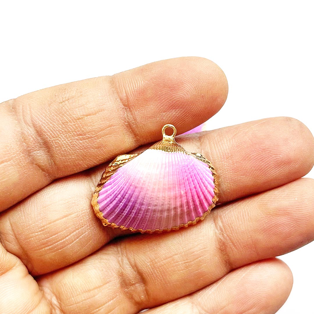 Pink, Purple & Gold Shell Pandent Pack Of 2