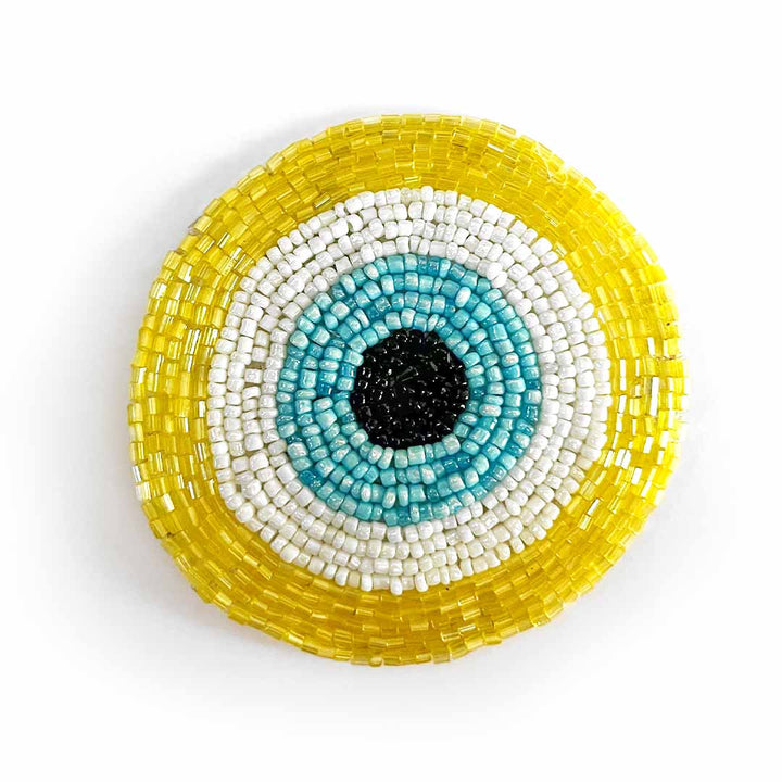 Yellow Colour Katdana Round Evil Eye Booti Pack Of 4 For Bandhanwar Decorations & DIY Crafts