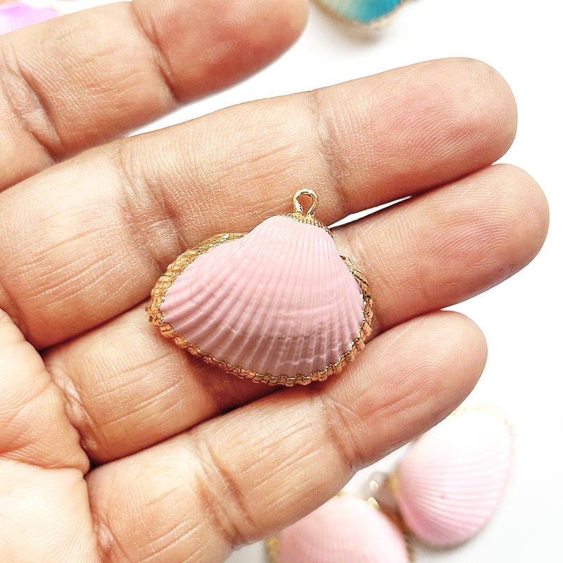 Baby Pink & Gold Shell Pandent Pack Of 2