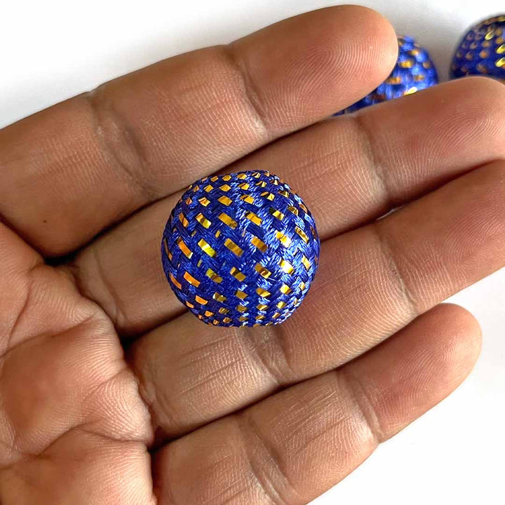 Blue Color Silk Thread Weaving Beads Pack Of 20