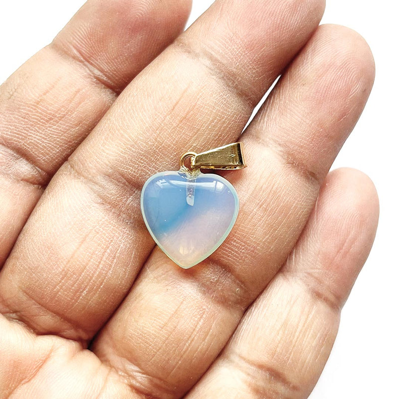 Opalite Heart Pendant - Crystals Pendant Healing - Mini Crystal Pendant Pack Of 2