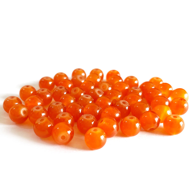 Orange Color Glass Beads For Jewelry & Bracelet Making 10 mm