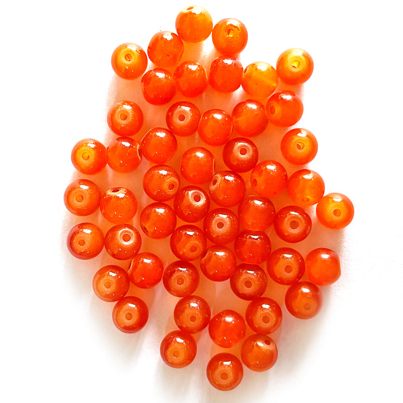 Orange Color Glass Beads For Jewelry & Bracelet Making 10 mm