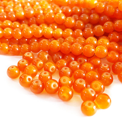 Orange Color Glass Beads For Jewelry & Bracelet Making 10 mm