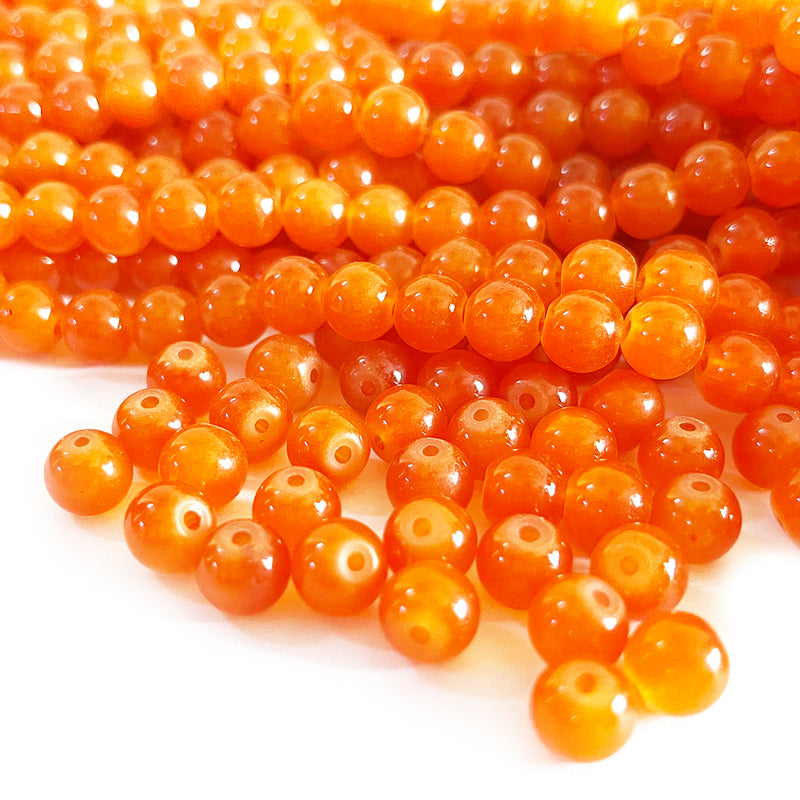 Orange Color Glass Beads For Jewelry & Bracelet Making 10 mm